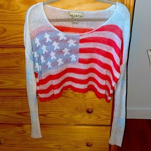 WIldfox American Flag Crop Top Sweater